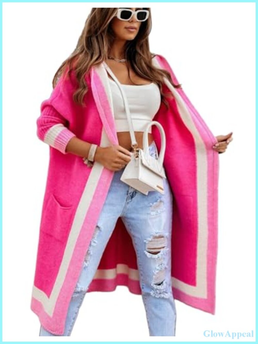 Womens Loose Colorful Long Cardigan Sweater Oversized Hooded Knit
